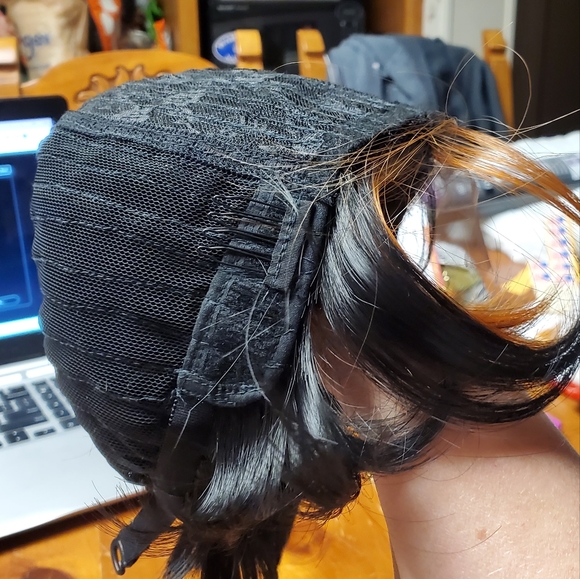 Short Bob Pixie Cut  ombre golden top to black wig 10" Synthetic - Picture 15 of 16